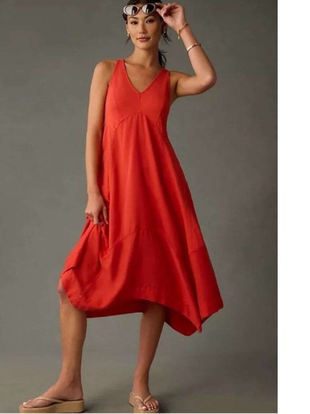 Anthropologie / Daily Practice Persephone Red-Orange Sleeveless dress